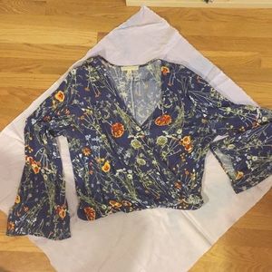 Bell sleeve wrap shirt